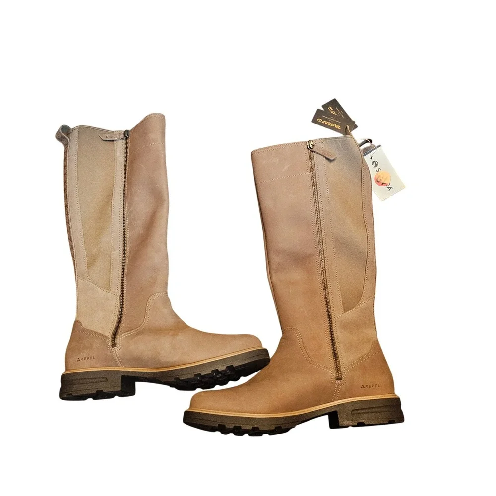 Teva Anaya Tall Waterproof Leather Boots Tan Brown 1155950 Womens 10